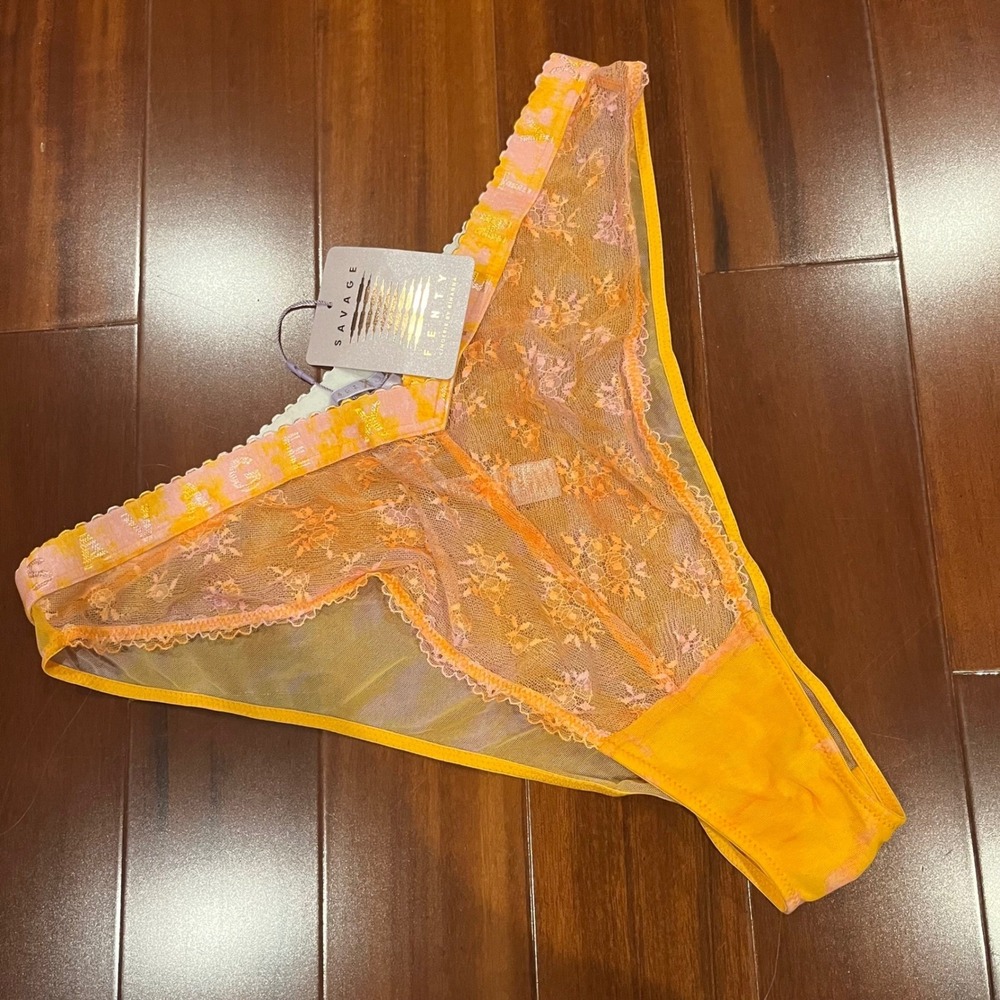 Savage X Fenty Panty Underwear Intimates Curvy Lace Orange Brazilian New Plus 1X